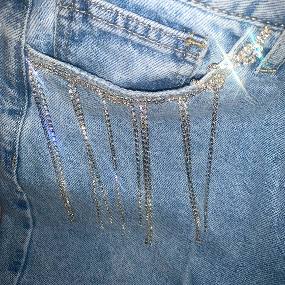 Denim Jeans with bling fringe - Picture 3 of 3